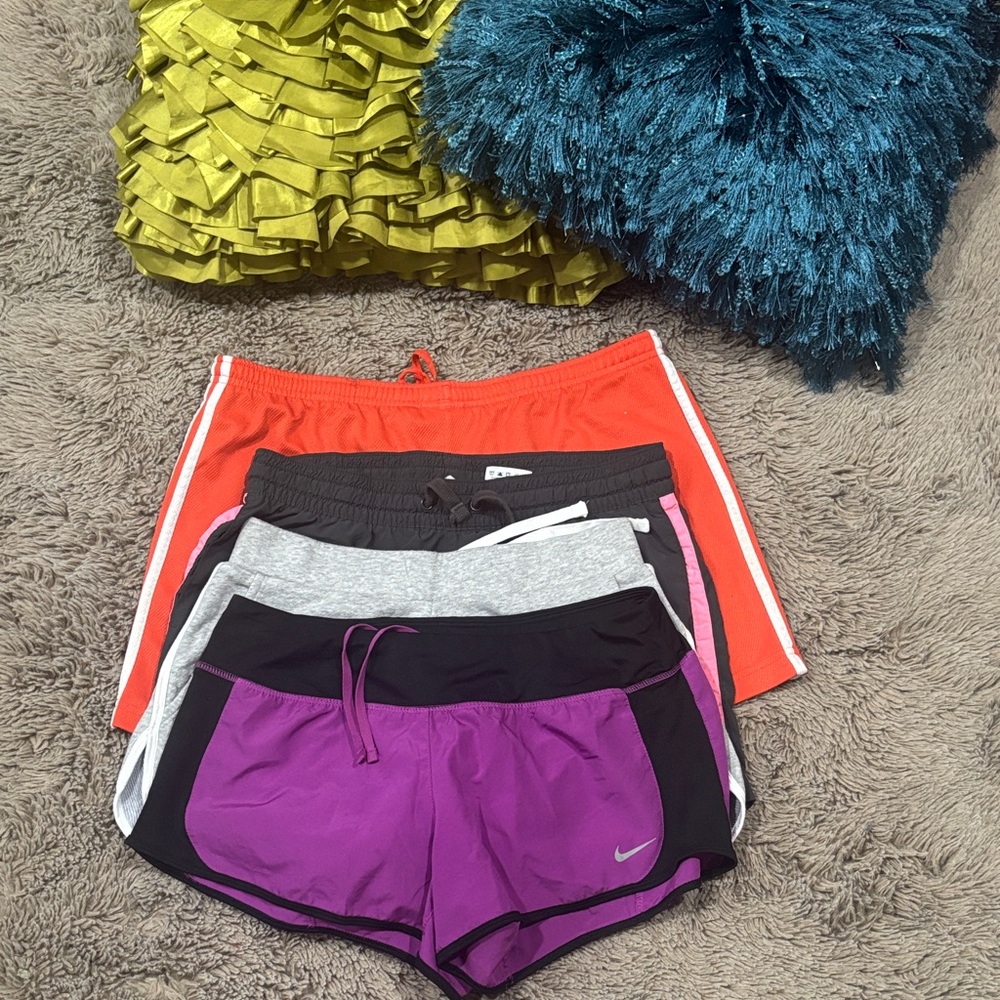 Nike Women's Vibrant Purple and Black Athletic Shorts Bundle